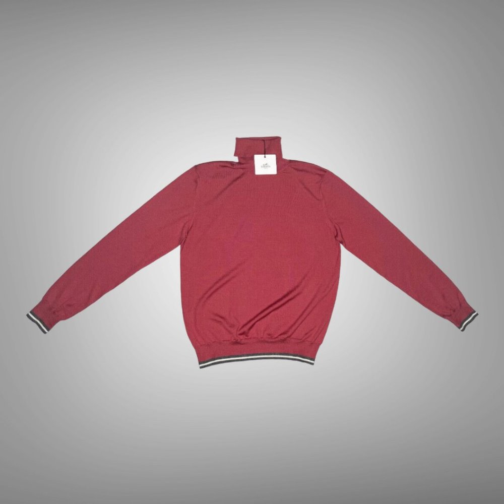 Hermes NWT Cashmere & Silk Mens Turtleneck Sweater Size Small Raspberry